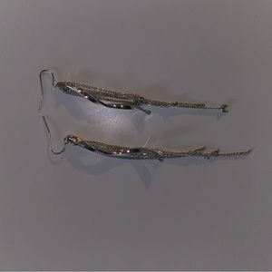 Silver chain, and swirl earrings